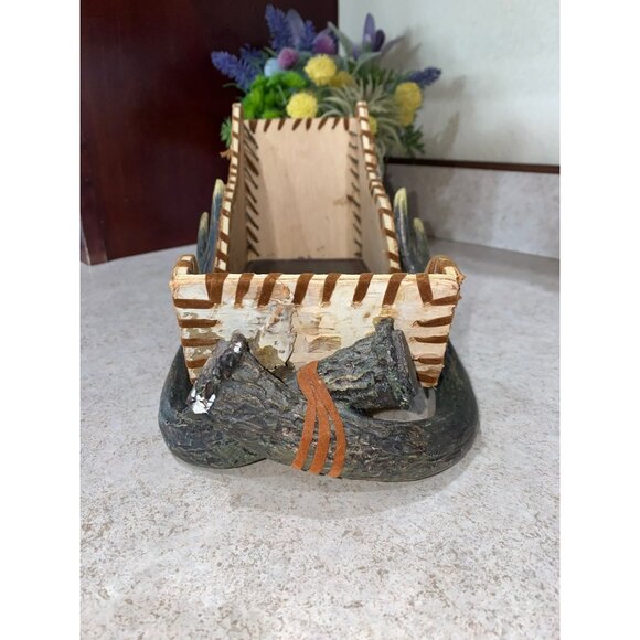 Rustic Handmade Antler & Birch Wood Decorative Sleigh Centerpiece 12.5"x6"x4.25" - Picture 2 of 7